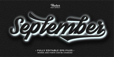 neon parlayan septermber ve siyah metin efekti düzenlenebilir eps cc