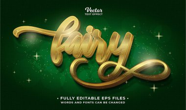 Sihirli peri altın parıltılı desenli metin efekti düzenlenebilir vektör görüntüsü