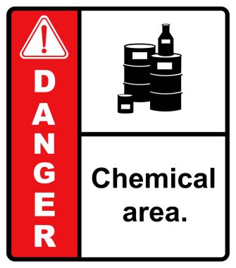 Kimyasal depolama odası. Kimyasal depolama alanı. Tehlike işareti
