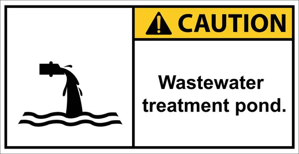 stock vector Wastewater treatment pond,drain,chemical water,sign  caution