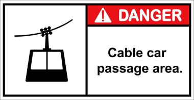 Teleferik, teleferik geçişi, tehlike işareti.