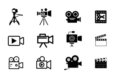 Film Icons set, basit tarzı