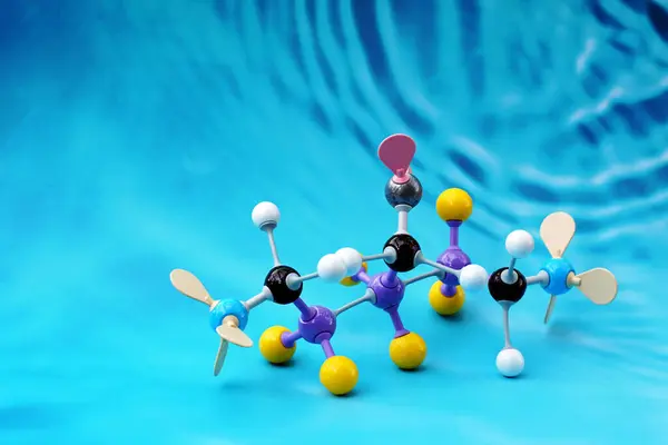 stock image Simulate Shape of covalent molecules on a blue background. Soft and selective focus.                                   