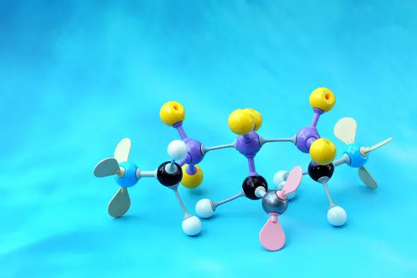 stock image Simulate Shape of covalent molecules on a blue background. Soft and selective focus.                               