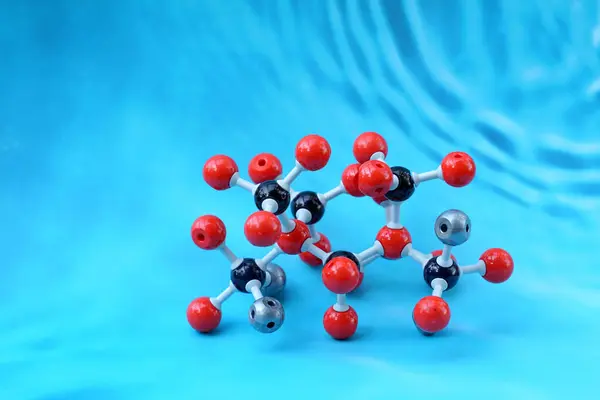 stock image Simulate Shape of covalent molecules on a blue background. Soft and selective focus.                               