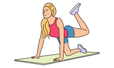 Yoga yapan bir kadının çizgi sanatı çizimi