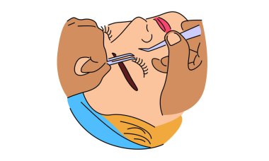 Makyaj yapan bir kadının çizgi sanatı rengi