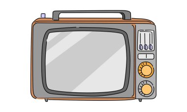 Retro TV vektör illüstrasyonunun çizgi sanat rengi