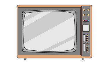 Retro TV vektör illüstrasyonunun çizgi sanat rengi