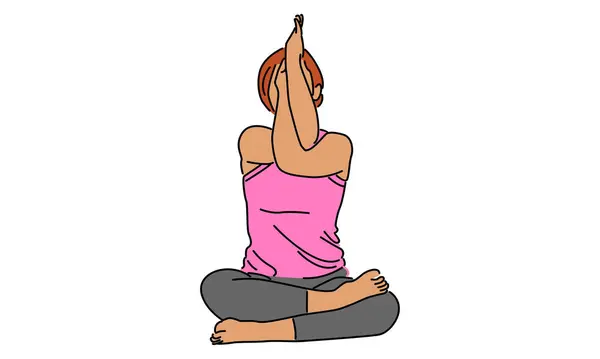 Yoga pozunda oturan bir kadının çizgi sanatı rengi