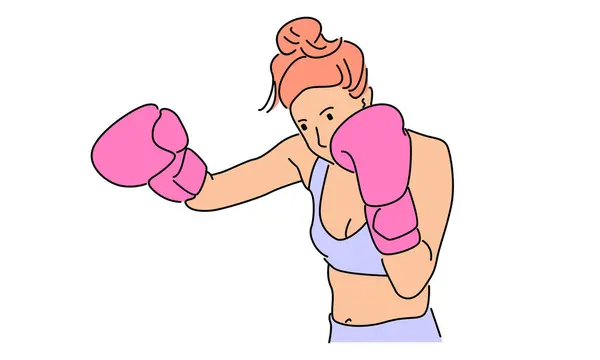 Bayan boks sporcusunun çizgi sanatı rengi