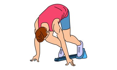 Erkek atlet koşucusunun çizgi sanatı rengi odak sürat koşusu