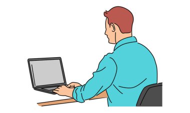 Bilgisayarın arkasındaki ofis çalışanının çizim rengi