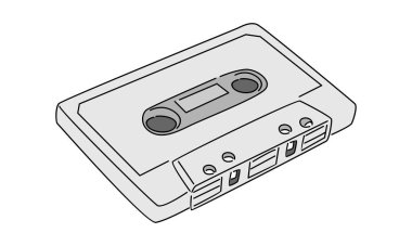 Teyp bant vektör illüstrasyonunun satır sanatı rengi