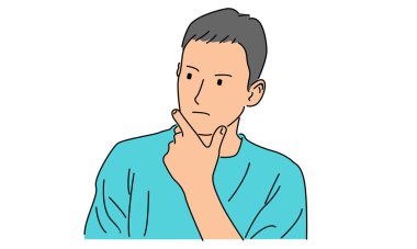 Çizgi sanatı renginde endişeli bir adamın vektör çizimi