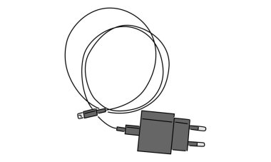 Şarj cihazının çizgi sanat rengi vektör illüstrasyonunu tıkar