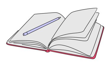 Kitap vektörü illüstrasyonunun çizgi sanatı rengi