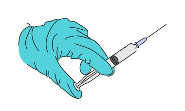 Eldiven tutan şırınganın ar satırı rengi