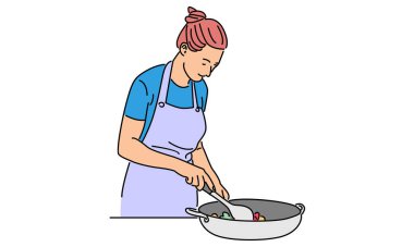 Yemek pişiren kadının sanat rengi