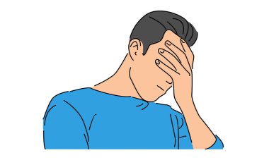 Stres altındaki adamın sanat rengi baş ağrısı