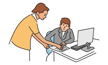 İş adamları ve işkadını ofiste buluşuyor.