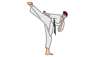 Genç adam karate, çizgi sanat temsilciliği