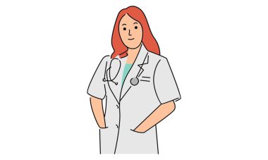 Steteskoplu doktor kadın, Çizgi Sanatı Çizgisi Resim Çizimi