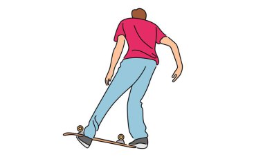 Park 'ta kaykay yapan çocuk, kaykay oynayan genç.