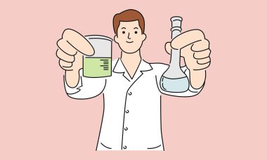 Bilim adamı ya da Profesör holding şişesi