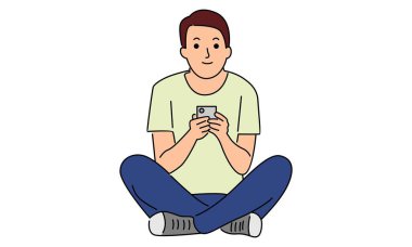 Cep telefonu tutan adam, sohbet etmek ya da mesaj göndermek için mobil uygulama kullanıyor