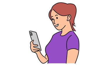 Telefon hattı resim çizimi tutan kadın