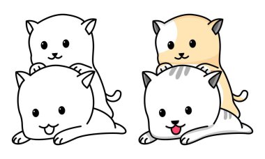 kedi çifti çocuklar için arkadaş boyama sayfası