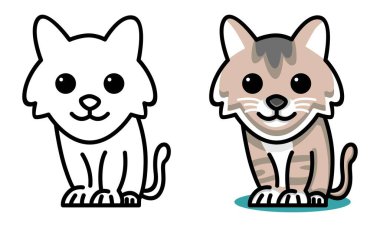 Çocuklar için şirin kedi boyama sayfası