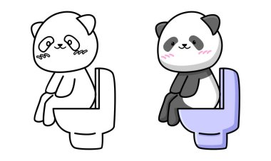 Çocuklar için şirin panda kakası boyama sayfası