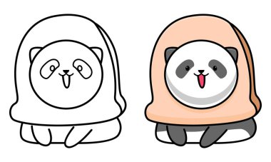 Çocuklar için ekmek kostümü boyama sayfası olan şirin bir panda.