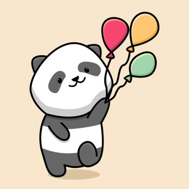 Sevimli panda balon karikatür tasarımı
