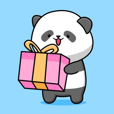 Şirin panda hediye kutusu çizgi film tasarımı