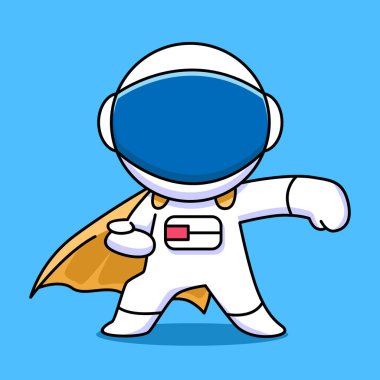 Sevimli astronot süper kahraman çizgi film tasarımı