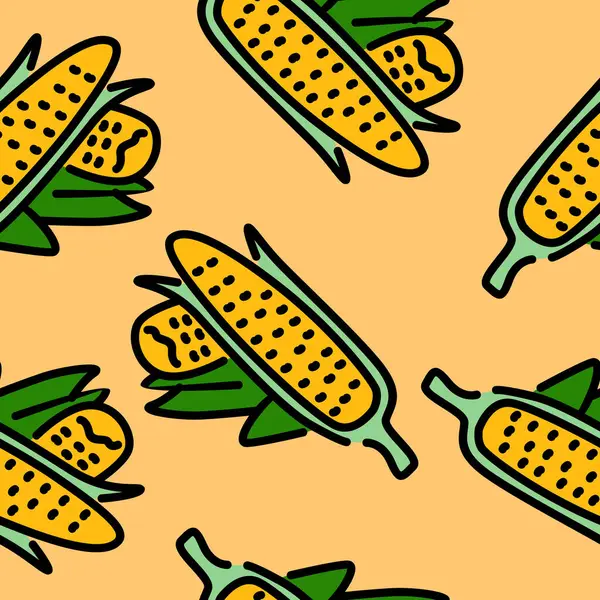 Mısırın vektör çizimi. Kusursuz desenli beyaz izole arkaplan