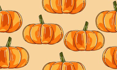 Balkabağının vektör çizimi. Kusursuz desen izole edilmiş arkaplan