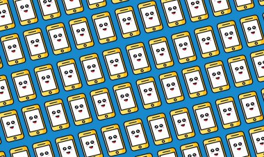 Duygusal vektör tasarımlı telefon simgesi deseni