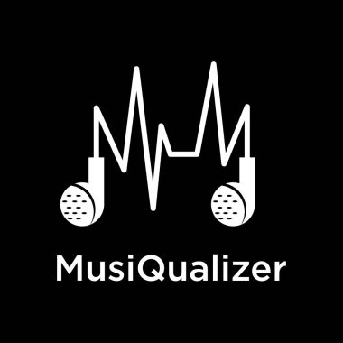 Müzik logosu tasarımı. Siyah izole edilmiş arka plan. Minimalist logo tasarımı. Yaratıcı logo. Güzel ve basit element