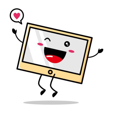 Sevimli monitör maskot vektör tasarımı