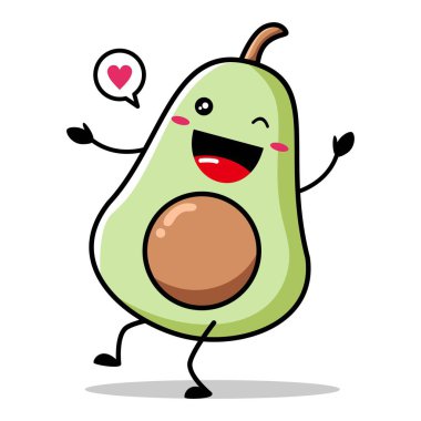 Tatlı avokado maskot vektör tasarımı