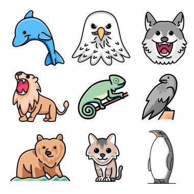 Sevimli hayvan simgesi vektör çizimi