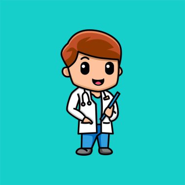 Sevimli doktor karakteri çizimi