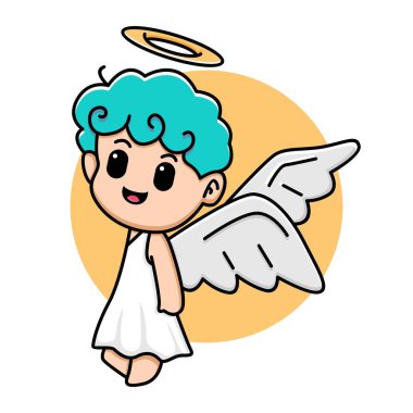 Tatlı melek tasarımı karikatür çizimi