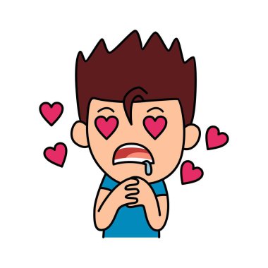 Aşık ol çocuk. Çıkartma karakter tasarımı.