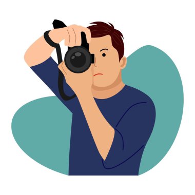 Fotoğrafçı vektörünün düz çizimi 