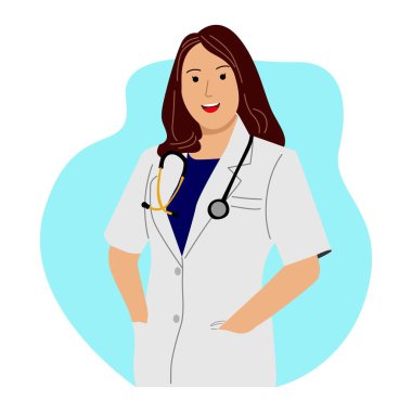 Stetoskop vektör illüstrasyonlu doktor kadın.